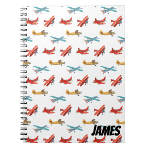 Cuaderno Lindos Aviones de Acuarela Volando en el Cielo