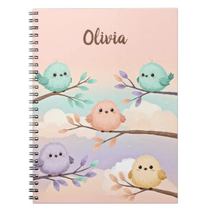 Cuaderno Lindos Bebés Pájaros Regordetes en Ramas