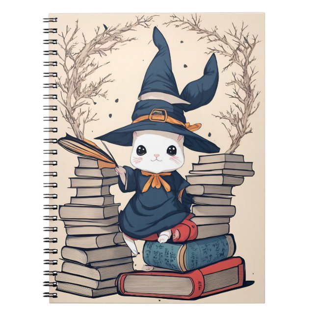 Cuaderno lindos libros de conejo blanco (Frente)