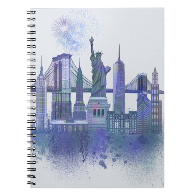 Cuaderno Línea aérea de Nueva York - Azul acuarela (Frente)