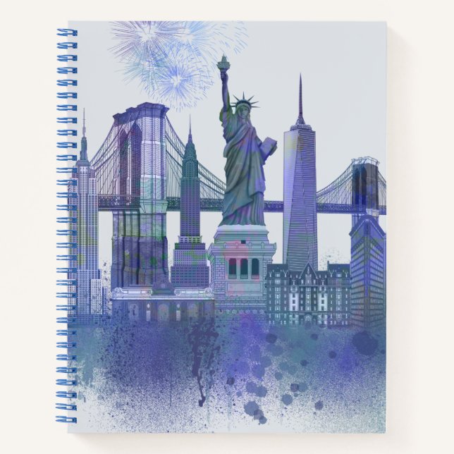 Cuaderno Línea aérea de Nueva York - Azul acuarela (Anverso)