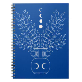 Cuaderno Línea blanca de arte jarrón luna fases de la plant