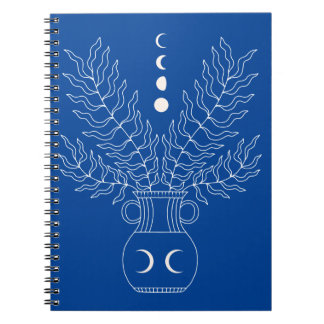 Cuaderno Línea blanca de arte jarrón luna fases de la plant