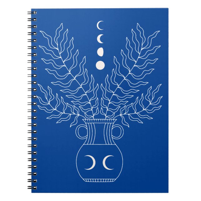 Cuaderno Línea blanca de arte jarrón luna fases de la plant (Frente)