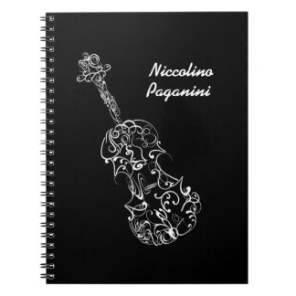 Cuaderno Línea blanca dibujo del violín, nombre adaptable