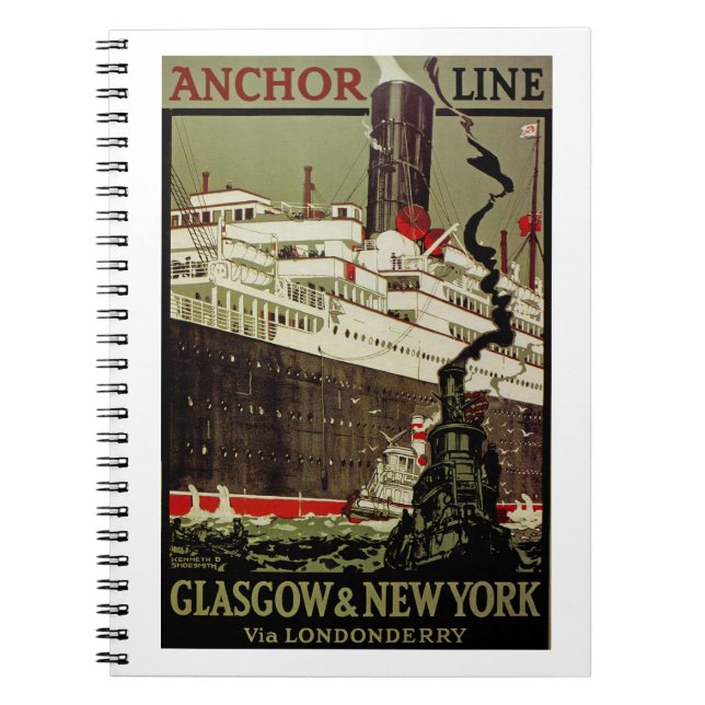Cuaderno Línea de anclas ~ Glasgow-Nueva York (Frente)