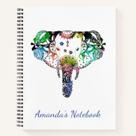 Cuaderno Línea de arcoiris de tinte de arena maraña elefant