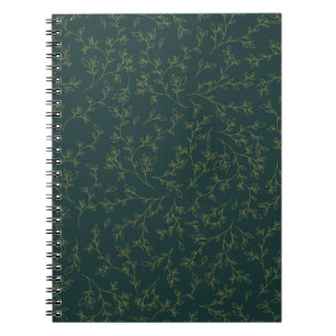 Cuaderno Línea de arte dorado patrón de vid botánica sobre