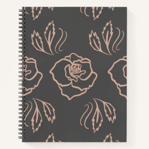 Cuaderno Línea de arte Rosa de Rubor / Floral elegante