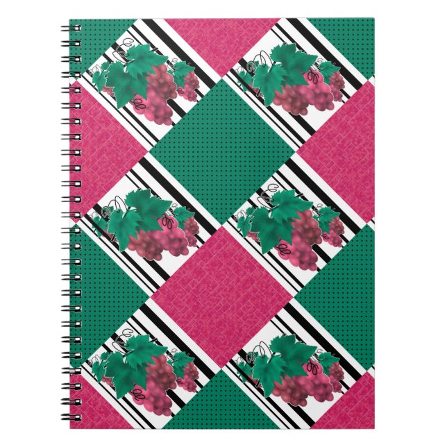 Cuaderno Línea de rayas de uva personalizado abstracta sin  (Frente)