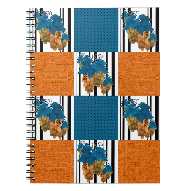 Cuaderno Línea de rayas de uva personalizado abstracta sin  (Frente)