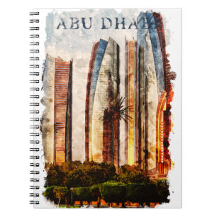 Cuaderno Línea de Skyline de acuarela de los Emiratos Árabe