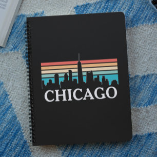 Cuaderno Línea de Skyline del atardecer de la época de la v