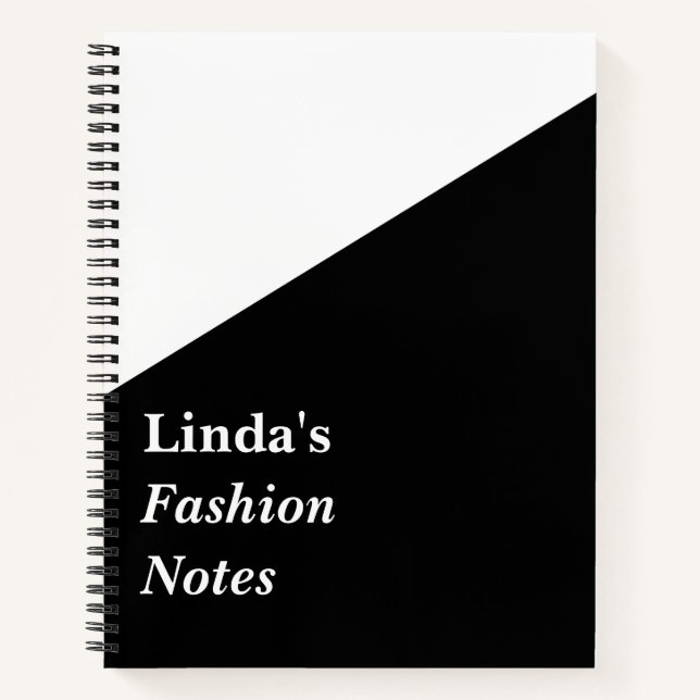 Cuaderno Línea diagonal en blanco y negro (Anverso)