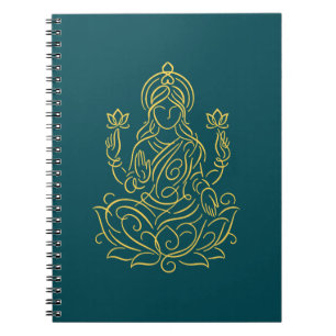 Cuaderno Línea dorada Arte de la diosa Lakshmi en Lotus