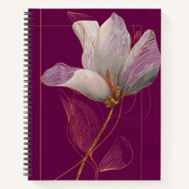 Cuaderno Línea dorada de magnolia blanca Magenta