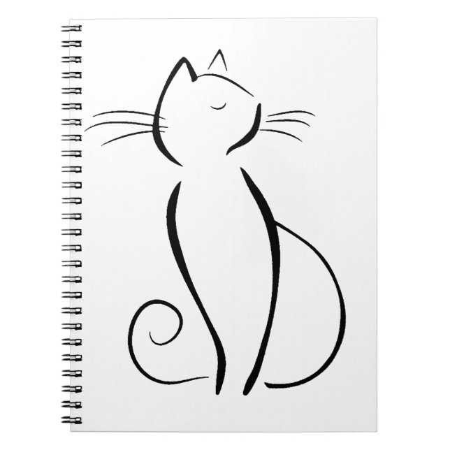Cuaderno Línea gato negro dibujado (Frente)