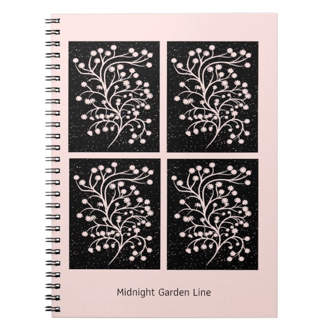 Cuaderno Línea Jardín de Medianoche Rosa Suave (Frente)