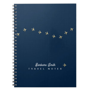 Cuaderno Línea ondulada de aviones pequeños . viaje azul