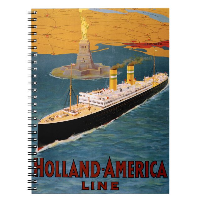Cuaderno Línea poster de Holanda América del vintage (Frente)