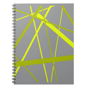 Cuaderno Líneas Amarillas Caóticas sobre Patrón Moderno Ret
