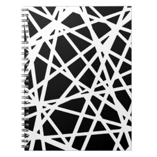 Cuaderno Líneas Blancas Y Formas Negras Irregulares Abstrac