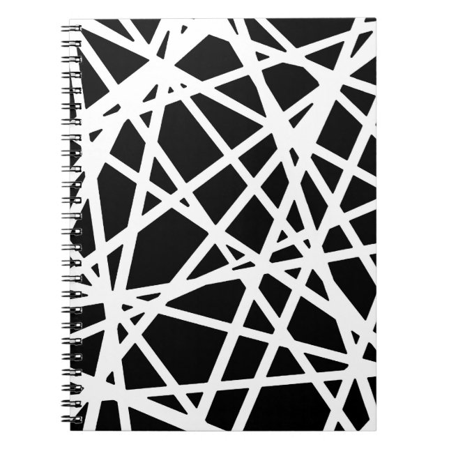 Cuaderno Líneas Blancas Y Formas Negras Irregulares Abstrac (Frente)
