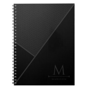 Cuaderno Líneas curvadas geométricas onduladas de color neg