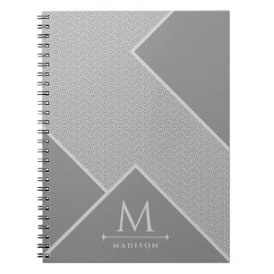 Cuaderno Líneas curvadas geométricas onduladas de color neg