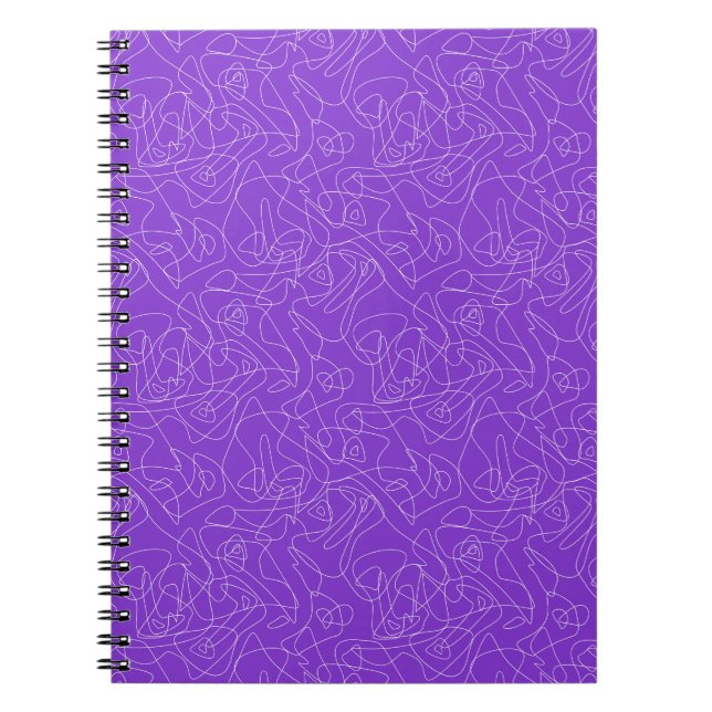 Cuaderno líneas curvas abstractas blancas sobre un fondo pú (Frente)