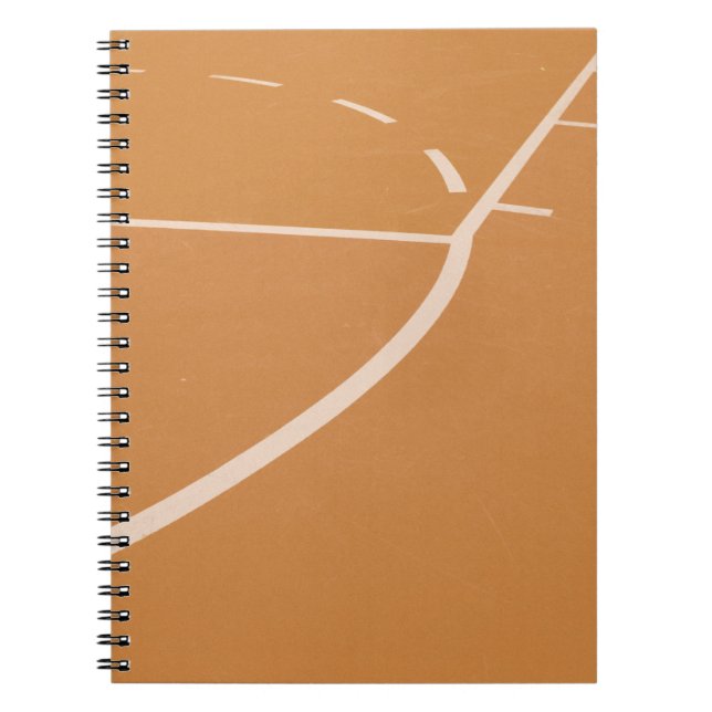 Cuaderno Líneas de cancha de baloncesto blanco y naranja (Frente)