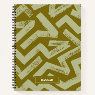 Cuaderno Líneas de pincel verde Patrón geométrico personali