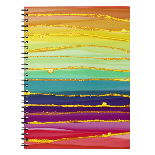 Cuaderno Líneas del arcoiris: composición abstracta de lujo (Frente)