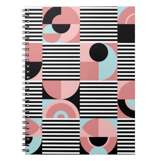 Cuaderno Líneas geométricas, mosaico de formas coloridas. (Frente)