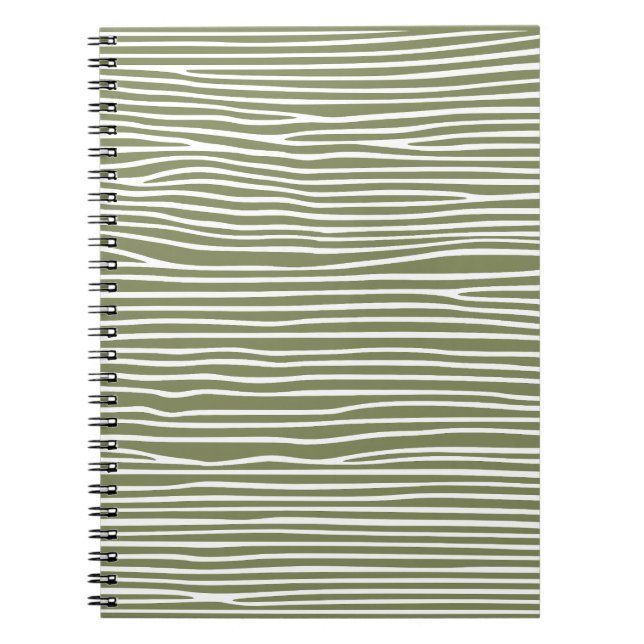 Cuaderno Líneas horizontales abstractas_blanco sobre verde  (Frente)