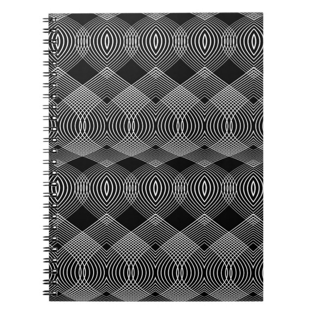 Cuaderno Líneas monocromáticas: diseño abstracto texturizad (Frente)