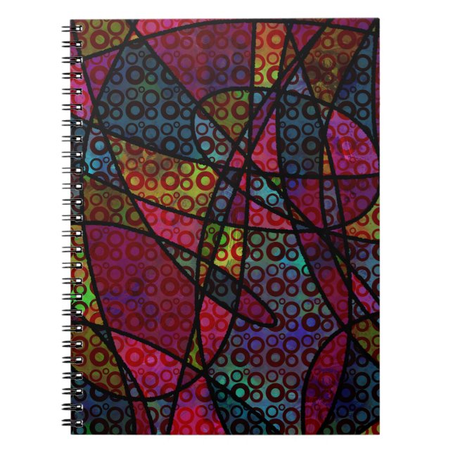 Cuaderno Líneas Negras Audaces y Texturas Abstractas Multic (Frente)