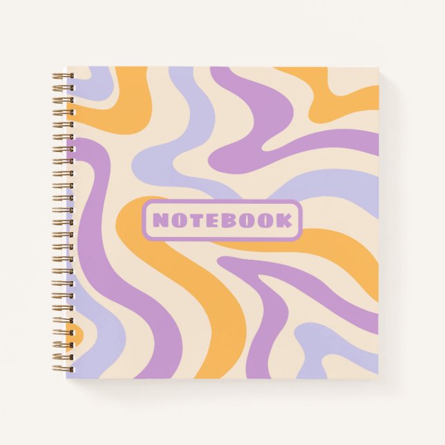 Cuaderno Líneas onduladas de Boho en pasteles retro (Anverso)