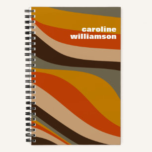 Cuaderno Líneas Onduladas Otoño Retro Tonos Terrosos Person
