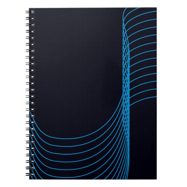 Cuaderno Líneas redondeadas azules, frescas, modernas, mode (Frente)