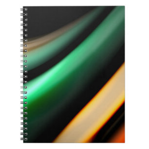 Cuaderno Líneas suaves de seda abstractas sobre negro, mult
