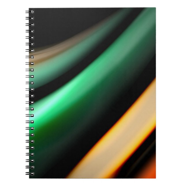 Cuaderno Líneas suaves de seda abstractas sobre negro, mult (Frente)