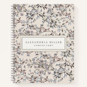 Cuaderno Linen beige y gris con texto Personalizado enmarca