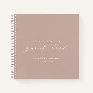 Cuaderno Lino suave Rubor Pink Modern Boda Guest Book