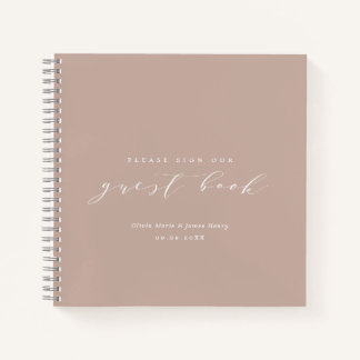 Cuaderno Lino suave Rubor Pink Modern Boda Guest Book