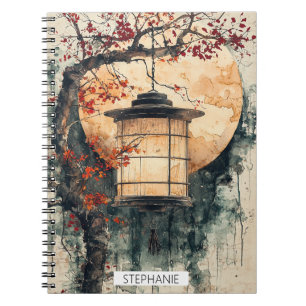 Cuaderno Linternas iluminadas por la luna Sumi-E Acuarela (
