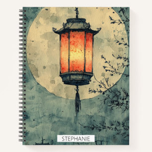 Cuaderno Linternas iluminadas por la luna Sumi-E Acuarela