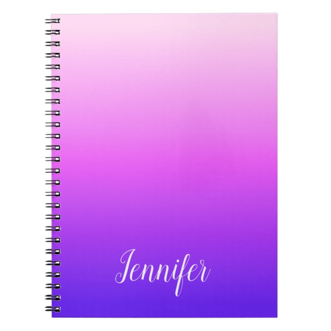 Cuaderno Lio y Violeta Rosa Caliente Personalizado Ombre (Frente)