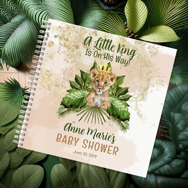 Cuaderno Lion Cub A Little King Baby Shower Guest Book (Lion Cub "A Little King Is On His Way!" Boy Baby Shower Guest Book Notebook)