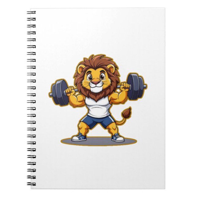 Cuaderno Lion Lifting Light Weights – Cute Gym Animal Illus (Frente)